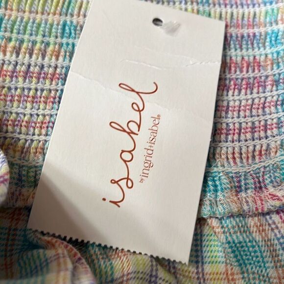 ISABEL MATERNITY Ingrid & Isabel Pastel Plaid Peekaboo Tie-Front Top NWT Easter - Picture 5 of 12